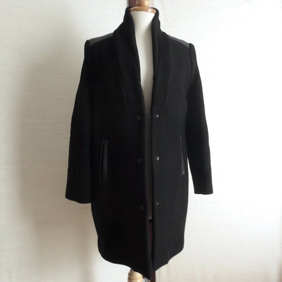 Claudie Pierlot Jackets & Blazers - Claudie Pierlot Black Wool and Leather Gourmet Coat